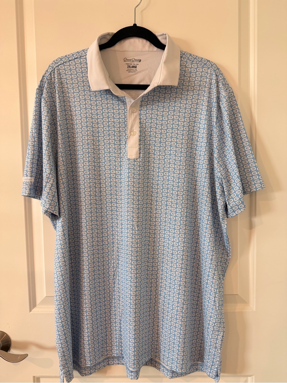 Good Good Golf Men’s 2XL Blue White GG Logo Performance Golf Polo Shirt